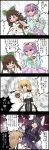  4koma black_border blonde_hair border breasts comic highres jetto_komusou kirisame_marisa komeiji_satori multiple_girls open_mouth reisen_udongein_inaba reiuji_utsuho short_hair speech_bubble touhou 