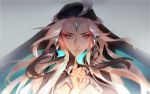  1boy artist_request eyeshadow fate/grand_order fate_(series) finger_to_mouth highres long_hair makeup male_focus multicolored_hair qin_shi_huang_(fate/grand_order) solo two-tone_hair 