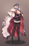  absurdres azur_lane breasts cape cleavage crossed_arms enty_reward fur_trim graf_zeppelin_(azur_lane) hat highres large_breasts long_hair long_sleeves oda_non paid_reward peaked_cap red_eyes simple_background uniform upper_body white_hair 