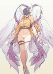  1girl absurdres angel_wings angewomon armor asymmetrical_clothes aura bare_arms bare_shoulders blonde_hair boots breastplate breasts buckle cleavage detached_collar digimoji digimon digimon_adventure elbow_gloves enty_reward feathered_wings feet_out_of_frame gloves grey_background hagoromo head_wings helmet highres large_breasts lips long_hair multiple_wings navel o-ring oda_non paid_reward shawl shiny shiny_skin simple_background single_glove single_pantsleg skindentation smile solo thigh_strap white_background white_gloves white_wings wings wrist_wings zipper 