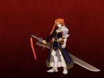  ahoge armor heterochromia kagurazaka_asuna long_hair mahou_sensei_negima orange_hair sword twintails weapon 
