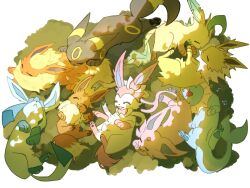  :3 animal_focus black_fur blue_fur bow brown_fur cetacean_tail closed_eyes closed_mouth e_eee_g eevee espeon evolutionary_line fins fish_tail flareon fluffy forehead_jewel forked_tail full_body gem glaceon head_fins highres jolteon leafeon neck_fur no_humans open_mouth orange_fur pawpads pokemon pokemon_(creature) pokemon_focus purple_fur red_gemstone ribbon sleeping smile sylveon tail tongue tongue_out umbreon vaporeon yellow_fur 