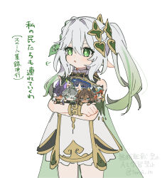  >_< 3girls 4boys :< alhaitham_(genshin_impact) animal_ear_hood animal_ears antenna_hair armlet black_bridal_gauntlets black_gloves black_hair black_horns black_shirt blonde_hair bloomers blue_eyes blue_hat blue_trim blunt_bangs blunt_ends blush bridal_gauntlets brown_hair cape clenched_hand closed_mouth compression_shirt cowboy_shot cowlick cross-shaped_pupils crossed_arms crossed_bangs cyno_(genshin_impact) dark-skinned_male dark_skin dehya_(genshin_impact) detached_sleeves dress earphones empty_eyes eyelashes fake_horns fox_ears gem genshin_impact gloves gold gold_trim green_cape green_eyes green_gemstone green_hair green_pupils green_sleeves grey_hair hair_between_eyes hair_ears hair_ornament hair_over_one_eye half_crown_braid hat hat_over_one_eye highres holding holding_mini_person hood horns jackal_ears jewelry jingasa jitome leaf leaf_hair_ornament light_blush long_hair looking_to_the_side mini_person multicolored_hair multiple_boys multiple_girls nahida_(genshin_impact) nilou_(genshin_impact) open_mouth orange_eyes orange_pupils pointy_ears puff_of_air purple_hood red_hair scaramouche_(genshin_impact) shirt side_ponytail sidelocks streaked_hair sweatdrop symbol-shaped_pupils tareme tenpi_(hello_3152) tighnari_(genshin_impact) translation_request twitter_username usekh_collar veil wanderer_(genshin_impact) watermark white_bloomers white_dress white_hair white_veil 