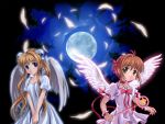  card_captor_sakura cardcaptor_sakura crossover feathers highres hoshi_no_tsue kamio_misuzu kinomoto_sakura look-alike magical_girl moon moonknives mutsuki_(moonknives) wings 