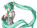   closed_eyes hatsune_miku open_mouth solo twintails vocaloid white  