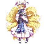  abyss_of_parliament animal_ears blonde_hair cat chen chen_(cat) hat highres multiple_tails neko north_abyssor short_hair tail touhou transparent_background yakumo_ran yellow_eyes 