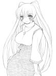  kousaka_tamaki large_breasts long_hair monochrome mutsutake sketch to_heart_2 