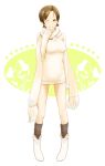  brown_hair code49 legs loose_socks nanahime_(aoi) original scarf short_hair socks sweater wink yellow_eyes 