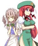  breasts china_dress chinadress chinese_clothes flat_chest hong_meiling huge_breasts izayoi_sakuya maid natsuk touhou 