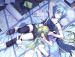  book futon game_cg short_hair shorts sleeping sorairo_no_organ thigh-highs thighhighs 