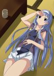  blue_hair blunt_bangs date_(artist) floor hair_tubes kannagi long_hair lying nagi 