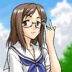  adjusting_glasses glasses lowres natsume_yuujinchou oekaki peter_(artist) sasada_jun school_uniform serafuku 