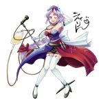  character_name cleavage elbow_gloves garters gloves high_heels idol intravenous_drip long_hair microphone microphone_stand mikagami_hiyori nurse shoes stethoscope syringe thigh-highs thighhighs touhou wink yagokoro_eirin 