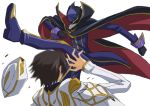  code_geass hat heki_(axis) heki_(pixiv) kick kicking kururugi_suzaku lelouch_lamperouge lowres mask multiple_boys role_reversal spinzaku zero_(code_geass) 