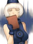  book breasts elizabeth elizabeth_(persona) gloves hat humio persona persona_3 short_hair sleeveless solo white_hair yellow_eyes 