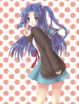 blue_eyes blue_hair cardigan long_hair mizuno_yun school_uniform side_ponytail suzumiya_haruhi_no_yuuutsu 