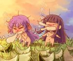  food fruit furude_rika hanyuu higurashi_no_naku_koro_ni horns long_hair nekokun nude purple_hair saliva sneeze sneezing watermelon 