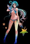  bikini_top blue_eyes hair_ornament hairclip legs pisuke pixiv pixiv-tan side_ponytail spray_paint spraypaint star stars 