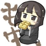  1girl bob_cut chibi eating funeral_kimono japanese_clothes kimono lowres mizunaka_nama obi original sash 