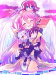  1boy 3girls :3 :d angel_wings blue_eyes blush brown_eyes brown_hair closed_eyes closed_mouth clothes_writing commentary_request crown crying dress feathered_wings flower gloves gradient_hair grin hair_flower hair_ornament highres jibril_(no_game_no_life) kneeling long_hair low_wings messy_hair mismatched_legwear multicolored_hair multiple_girls no_game_no_life open_mouth pink_hair red_eyes redhead school_uniform serafuku shiro_(no_game_no_life) shirt shoes short_hair silver_hair smile sora_(no_game_no_life) stephanie_dora t-shirt teeth thigh-highs very_long_hair white_wings wing_ears wings younger yuiti43 