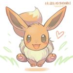  :d artist_name blush creatures_(company) dated eevee game_freak gen_1_pokemon heart looking_at_viewer nintendo no_humans open_mouth pokemon pokemon_(creature) smile tansho 