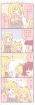  &gt;_&lt; ... 3girls 4koma ;p ^_^ animal_ears black_serafuku blonde_hair blush blush_stickers bow bowtie closed_eyes closed_eyes comic dog_ears dog_food dojikko_pose food_themed_hair_ornament hair_bow hair_ornament jitome long_hair multiple_girls one_eye_closed original saku_usako_(rabbit) school_uniform serafuku strawberry_hair_ornament tongue tongue_out translation_request two_side_up |_| 