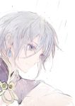  1boy earrings fate/grand_order fate_(series) gao_changgong_(fate) grey_eyes highres jewelry profile rain simple_background sketch solo toi8 violet_eyes white_hair 