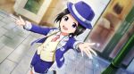  black_hair blue_eyes hat idolmaster idolmaster_side-m idolmaster_side-m_live_on_stage jacket okamura_nao short_hair smile 