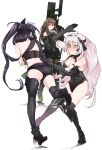  3girls angry architect_(girls_frontline) ass black_hair blush breasts brown_eyes brown_hair cleavage disgust elbow_gloves embarrassed from_behind gager_(girls_frontline) girls_frontline gloves green_eyes highres m4a1_(girls_frontline) medium_breasts mod3_(girls_frontline) multiple_girls pale_skin sd_bigpie spanking white_hair 