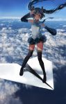  above_clouds clouds hatsune_miku necktie paper_airplane tagme 