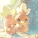  blue_eyes closed_eyes closed_mouth creatures_(company) game_freak gen_3_pokemon grass light_particles manino_(mofuritaionaka) nintendo no_humans outdoors pokemon pokemon_(creature) sleeping torchic 