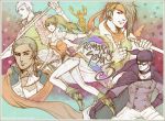  1girl axe bandanna black_gloves breasts cape character_request ellen_carson eyepatch gloves long_hair mask multiple_boys preyanan_suwanpramote robin_(romancing_saga_3) romancing_saga_3 saga sword weapon 