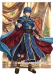  1boy armor blue_eyes blue_hair boots commentary_request company_name copyright_name fingerless_gloves fire_emblem fire_emblem:_mystery_of_the_emblem fire_emblem_cipher gloves holding holding_sword holding_weapon izuka_daisuke jewelry knee_boots marth nintendo official_art short_hair sword tiara weapon 