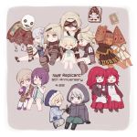  bandage blonde_hair blue_eyes brother_and_sister brown_hair chibi commentary_request devola dual_persona emil_(nier) fuji_(shugoi) fyra grimoire_noir grimoire_weiss halua hood kaine_(nier) lingerie lunar_tear mask mask_on_head masked_king multiple_boys multiple_girls negligee nier nier_(old) nier_(series) nier_(young) popola purple_hair redhead scarf siblings silver_hair twins underwear violet_eyes yonah 