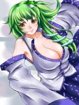  green_hair japanese_clothes kochiya_sanae large_breasts long_hair miko rugu touhou 
