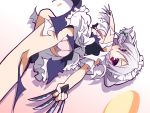  between_fingers izayoi_sakuya knife maid panties short_hair silver_hair torn_clothes touhou underwear 