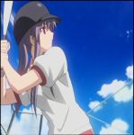 baseball baseball_bat baseball_helmet cap clannad fujibayashi_kyou helmet sky 
