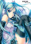  blue_hair cu-rim detached_sleeves hatsune_miku headset necktie thigh-highs thighhighs twintails vocaloid zettai_ryouiki 