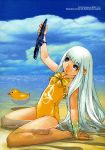  aoki_hagane_no_arpeggio clouds hair highres iona long_hair ocean official_art one-piece_swimsuit rubber_duck ship silver_hair sky solo swimsuit 