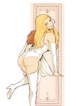  bad_id bare_shoulders bent_over blonde_hair blue_eyes boots cape corset detached_sleeves emma_frost high_heels inugami_mokekiyo lingerie long_hair looking_back marvel shoes thigh-highs thigh_boots thighhighs underwear x-men 