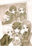  gertrud_barkhorn kisetsu military military_uniform minna-dietlinde_wilcke monochrome photo_(object) picture salute sepia sketch strike_witches traditional_media uniform young 