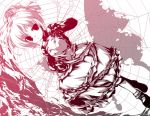  kurodani_yamame monochrome pink ribbon ribbons sanoharu short_hair spider_web touhou web 