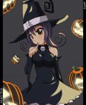  curly_hair hat k10k pumpkin purple_hair soul_eater witch witch_hat yellow_eyes 