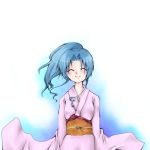 blue_hair botan_(yu_yu_hakusho) botan_(yuu_yuu_hakusho) closed_eyes kimono lowres marimo_danshaku msan ponytail smile solo yu_yu_hakusho yuu_yuu_hakusho 