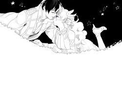  1girl couple high_heels jewelry monochrome nia_teppelin shoes simon star stars tengen_toppa_gurren_lagann yuriko_(kkk9) yuriko_(pixiv63067) 