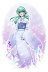  green_hair hee_mi japanese_clothes kimono ponytail red_eyes snow yu_yu_hakusho yukina yukina_(yu_yu_hakusho) yuu_yuu_hakusho 