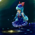  1girl aigiri bad_id blue_hair crossover dress kamishirasawa_keine long_hair parody pikmin pikmin_(creature) touhou water 