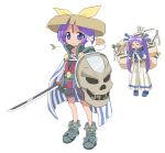  cat cosplay fuurai_no_shiren haiteku hat highres hiiragi_kagami hiiragi_tsukasa izumi_konata lucky_star multiple_girls sandogasa shield skull sword weapon 