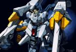  beam_cannon commentary dated green_eyes gundam gundam_narrative mecha michi_kuso narrative_gundam narrative_gundam_a-packs no_humans signature space weapon 