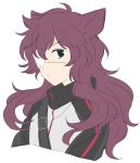  1boy ahoge animal_ears belt black_eyes closed_mouth commentary_request copyright_request eyepatch highres long_sleeves looking_at_viewer male_focus medical_eyepatch one_eye_covered purple_hair raglan_sleeves sekina simple_background sketch solo white_background 